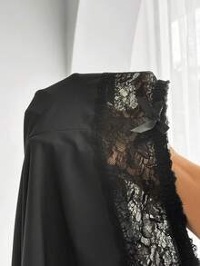 Aloruh 女士蝴蝶结装饰蕾丝休闲百搭日常短裤 - 黑色 - 查看 14