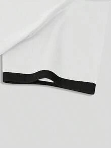 Camiseta de hombre con bordes contrastantes blanco y negro y diseño de letras - Blanco - Ver 5