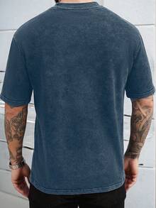 Manfinity CasualCool 男士圆领短袖休闲百搭T恤 - 藍色 - 查看 2