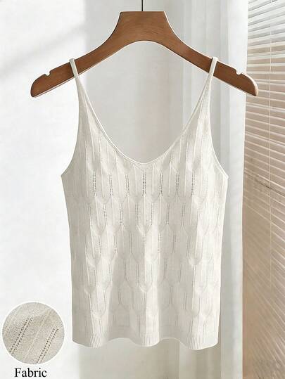 EMERY ROSE Women's Solid Color Slim Strap Minimalist Knit Casual Top