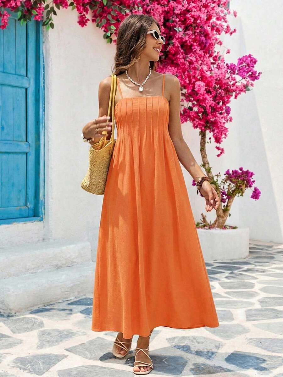 Vivid Eden Đầm hai dây màu trơn dáng casual cho nữ, trang phục mùa hè, quần áo mùa hè, trang phục mùa xuân cho nữ, đầm mùa xuân cho nữ, trang phục đi biển cho nữ, trang phục đi chơi, đầm sinh nhật, trang phục ngày lễ, đầm màu cam, đầm casual cho nữ, đầm thanh lịch dự tiệc cho nữ, đầm đi nghỉ mát màu cam, đầm hè casual, đầm maxi màu cam, đầm hè casual cho nữ, đầm hè cho nữ, trang phục nghỉ dưỡng cho nữ, đầm đi nghỉ mát cho nữ, đầm dài cho nữ. - Màu Cam san hô - Xem 1