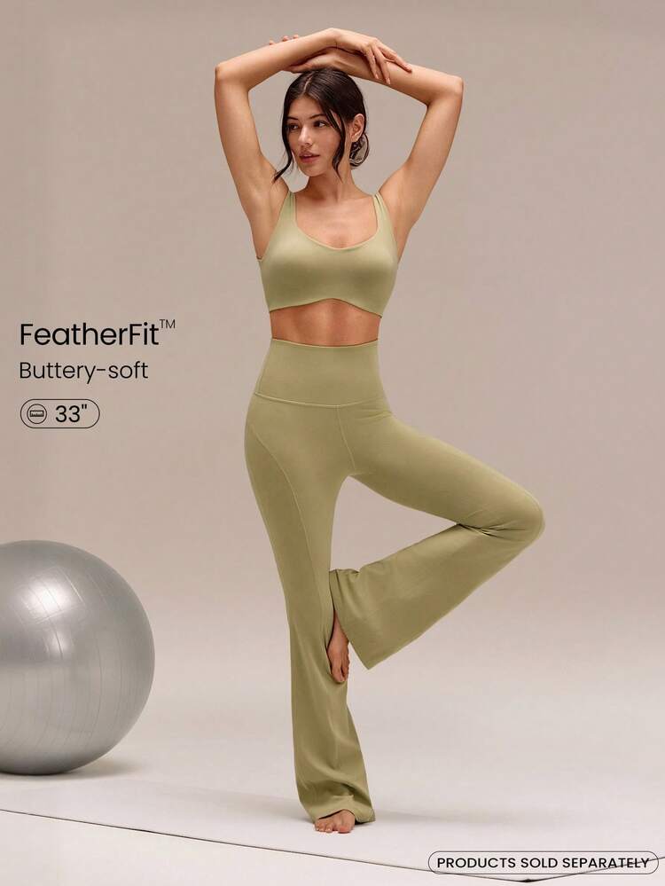 33" FeatherFit™ Groovy Flare High-Waist Buttery-Soft Stretchy Sweat-Wicking Ultra-Long Flare Leggings Low Impact Yoga Pilates Studio Daily Active Wear