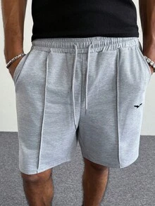 PAVTROS Men's Solid Color Casual Drawstring Elastic Waist Shorts With Pockets, Versatile For Summer Men Shorts Gym Men's Shorts Grey Shorts Men Men Knit Shorts Men's Sweatshorts - Light Grey - View 5