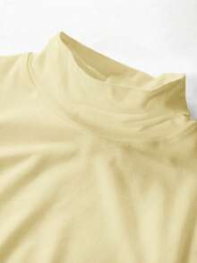 Fluxe Women's Casual Solid Color Knit Fitted Regular Stand Collar Long Sleeve T-Shirt - Yellow - View 11
