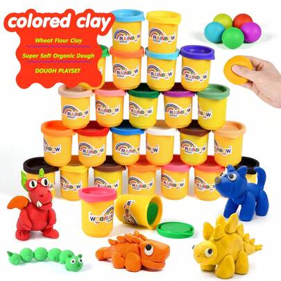 MINKOJA 6/12/24 Color Air-Dry Clay Set - Children's Air-Dry Clay, Modeling Clay, Plasticine Modeling Clay (Colors Random, Includes Tools), Ultra-Light Quick-Dry Magic Modeling Clay With Sculpting Tools, Polymer Clay, Ideal Gift For Children, Christmas Gift, Hand-Eye Coordination, Children's Birthday Gift.