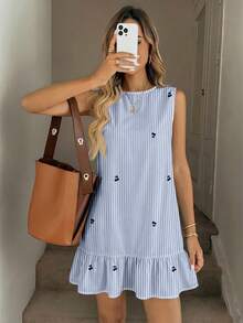 SHEIN LUNE Vestido mini estampado para mujer, adecuado para primavera y verano - Multicolor - Ver 6