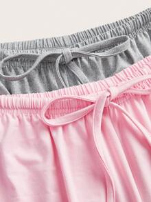 SHEIN EZwear 女士休闲宽松抽绳阔腿裤，95%棉混纺，两种颜色可选，适合春秋夏季穿着。是夏季度假、比赛、运动、球迷周边、世界杯、假日季、返校季、音乐节、日常穿搭的理想之选。 - 彩色 - 查看 9