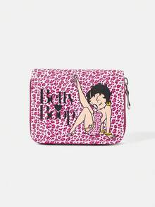 Betty Boop x SHEIN 1 chiếc, họa tiết da báo hồng, môi đỏ, ví ngắn, khóa kéo đơn giản, túi đựng tiền lẻ cho nữ. - Nhiều màu 2 - Xem 1