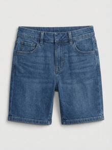 Shorts de Mezclilla Clásico – Corte Recto | Tiro Medio | Estilo Casual Diario - Azul - Ver 1