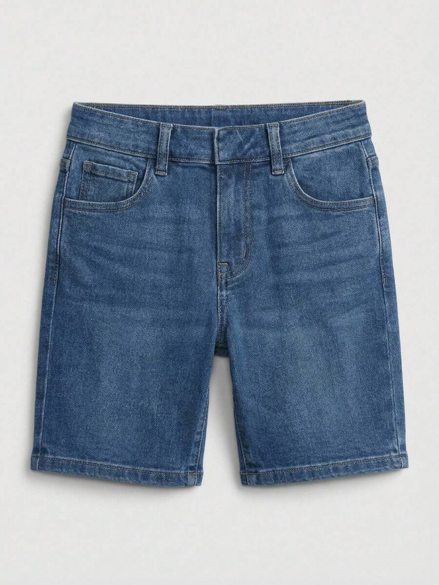 Shorts de Mezclilla Clásico – Corte Recto | Tiro Medio | Estilo Casual Diario - Azul - Ver 1