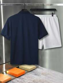 Manfinity CasualCool Bộ áo polo ngắn tay nam, thích hợp mặc ở nhà, đi chơi và tụ họp. - Xanh đậm - Xem 2