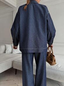 Dazy-Less Women's Casual Top And Jeans Set - Blue - View 2