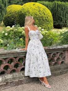 KARISMINA 情人节女士度假印花吊带连衣裙，女士度假装扮 - 彩色 - 查看 11