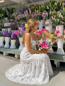 KARISMINA 情人节女士度假印花吊带连衣裙，女士度假装扮 - 彩色 - 查看 10