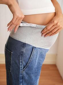 SHEIN Maternity Casual Straight Leg Jeans - Medium Wash - View 6