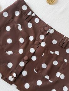 Soleia 女士棕色波点亚麻修身迷你裙，复古优雅，适合假日、休闲、度假、约会、下午茶、音乐节、波西米亚风等场合。 - 彩色 - 查看 4
