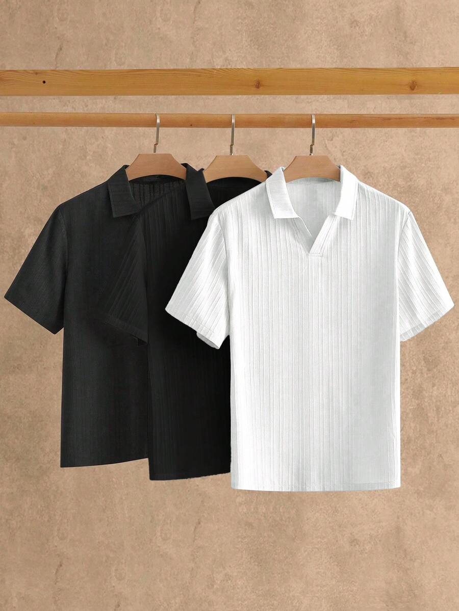 HIMLAND 3件装男士简约冰丝短袖Polo衫，夏季