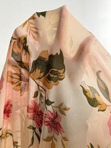 Ceyna Đầm maxi trễ vai hai dây bằng chiffon họa tiết hoa, thanh lịch, thoải mái dành cho nữ cỡ lớn, phù hợp cho đi biển, du lịch, dã ngoại và mặc hàng ngày. - Màu be - Xem 6