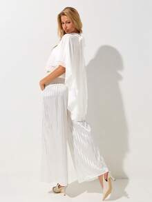 SHEIN ICON Sexy Asymmetrical Hem Chiffon Scarf Collar Blouse For Women,Summer Top - White - View 2