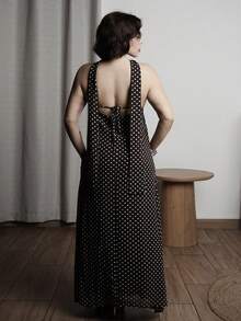 Lupita Cardoza Women Polka Dot Print Backless Strap Dress Party - Brown - View 2