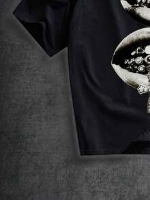 Manfinity ZONE917 Black Label Men's Drop Shoulder Short Sleeve T-Shirt - Black - View 4