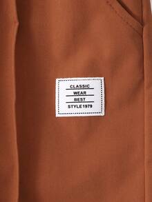 SHEIN Tween Boys' Letter Print Drawstring Waist Pocket Casual Pants - Brown - View 4