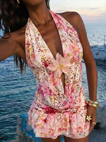 Nevyona 女士时尚优雅性感印花吊带背心和迷你裙两件套 - 彩色 - 查看 1