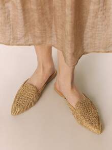 Styleloop 女士平底套脚鞋，度假波西米亚风休闲鞋，编织材质，复古美式，波西米亚风，西部靴，科切拉音乐节，派对装扮 - 駝色 - 查看 6