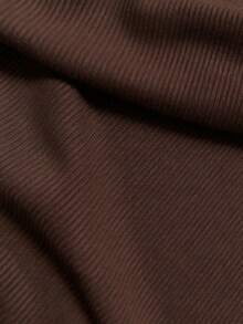 INAWLY 2pcs Women's Set: Solid Color Drop Shoulder Long Sleeve Sweatshirt And Sleeveless Dress - Coffee Brown - View 4