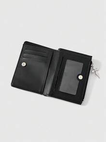 ROMWE Goth 哥特风钱包，朋克女孩爱心宝石水晶泪滴、星星、太阳、宝剑创意设计五芒星拉链零钱包，休闲时尚卡包 - 灰黑色 - 查看 5