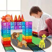 MINKOJA Đồ chơi xếp hình nam châm, gạch nam châm hình động vật, khủng long, đạo cụ nam châm, đồ chơi thiết kế kiến trúc cho trẻ em, thích hợp làm quà tặng sinh nhật và ngày lễ cho bé trai và bé gái. - Nhiều màu - Xem 2