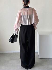 FRIFUL Women's Solid Color Waist Cinching Fitted 2 Pieces Set, Versatile For Spring & Summer Lounge Sets For Women - Black - View 2