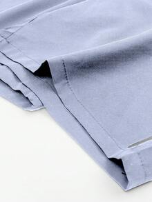 Manfinity Homme Men's Casual Bird Print Drawstring Waist Zipper Slant Pocket Shorts, Suitable For Sports, Daily Commute, Summer - Dusty Blue - View 6