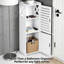 Kệ đựng đồ trong phòng tắm có cửa, kích thước rộng 24cm x cao 75cm, kệ bên hông bồn cầu, phụ kiện phòng tắm. - trắng - Xem 5
