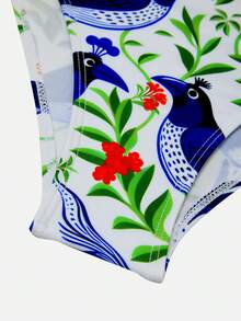 Swim Oasis Women's Summer Beach Bird Pattern Fashion Bikini Set With Coverup And Skirt,2026 Spring/Summer New Women's Swimwear Beach Vacation Collection: Elegant, Romantic, Sexy, And Sweet; Simple, Casual, And Versatile; Featuring A Bow-Tie Bikini, Removable Cup Pads, And Vibrant Holiday-Themed Colorful Prints. Perfect For Summer Outings, Beach Vacations, Island Getaways, Sunbathing, Road Trips, Cruise Ship Banquets, Afternoon Tea, Candlelight Dinners, Romantic Dates, Private Parties, Everyday Wear, Casual Style, And Even Music Festivals. A Must-Have Swimsuit For A Cool Summer Beach Trip! Women S Beach Outfits Sets For Women Summer Woman Summer Outfits Summer Outfit For Women Pool Outfits For Woman - Blue and White - View 11