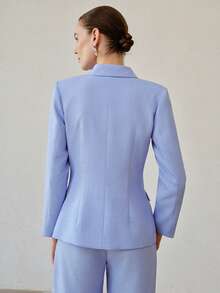 MOTF PREMIUM CASUAL LAPEL COLLAR SLIM WAIST BLAZER - Blue - View 3