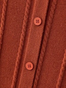 lacRébo Brown Mini Knitted Dress With Volant And Cable Details, Every Occasion - Orange - View 8