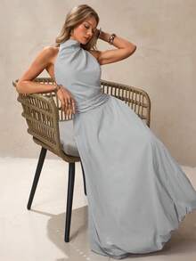 Modelyn 修身无袖长款泡泡裙连衣裙 - 淺灰色 - 查看 1