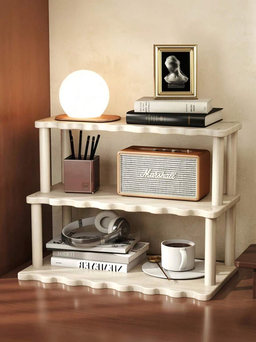 Kệ trưng bày nhiều tầng bằng gỗ, giá đựng cốc, ly, đồ dùng gia đình, giá để trưng bày tượng, giá để bàn cà phê, trà, nhà bếp, phòng khách. - trắng - Xem 1