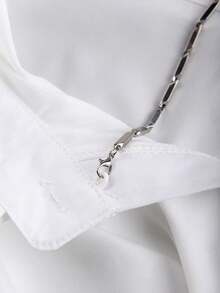 Everyssa 女士纯色简约休闲吊带衬衫 - 白色 - 查看 4