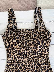 Swim Chiccia 2026 Spring/Summer Random Leopard Print Adjustable Strap Backless Fitted Square Neck One-Piece Swimsuit For Women - Multicolor - View 6