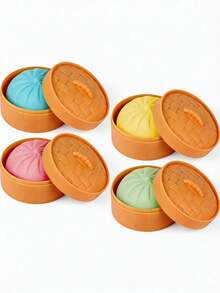 MINKOJA 1/2/3个装可捏捏食物减压玩具：彩色迷你面包捏捏球，慢回弹减压小玩意，逼真仿真面包面团球，可拉伸感官桌面玩具，缓解焦虑，办公室放松，家居装饰 | 送给家人和朋友的最佳礼物 - 彩色 - 查看 1