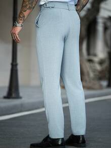 Manfinity Mode 男士蓝色正式商务西装裤 - 淺藍色 - 查看 2