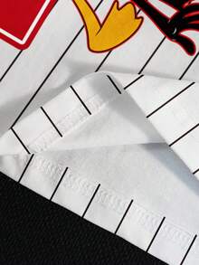 LOONEY TUNES X SHEIN Women's Striped Short Sleeve Cropped T-Shirt, - White - View 6