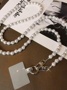 High-End Women's Mobile Phone Strap Crossbody & Shoulder Strap With Extended Beaded Chain, Compatible With Any Type Of Phone Case, Fashionable, Anti-Lost Lanyard With Clip And Pendant Gifts For Mother, Family, Friends, Birthday, Holiday Phone Charm, Phone Chain - Silver - View 9