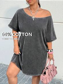 Muchica Plus Size Women Casual Black Dress,For Daily Commute,Date, Commute, Party,Fall /Autumn/Winter/Summer,Christmas,New Year,Thanksgiving,Party,Wedding,Beach,Graduati,Chic,Elegant,Casual,Going Out,Date,Appointment,Commute,Shining,Valentine's Day,Elegant ,Vacation,Casual,Y2k,Sexy - Black - View 1