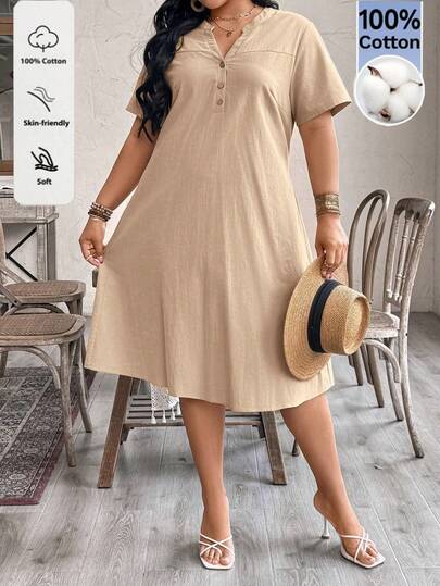 Weeklong 大码女式镂空刺绣拼接印花夏季连衣裙