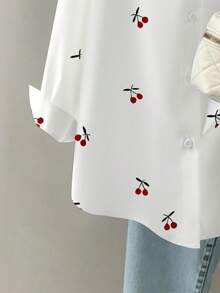 Resyla Women's Cherry Print Shirt, Autumn - Multicolor - View 3