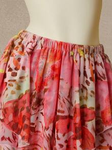 Nevyona Chân váy ôm dáng bất đối xứng bằng vải lưới in họa tiết, thích hợp cho mùa xuân/hè. - Nhiều màu - Xem 3