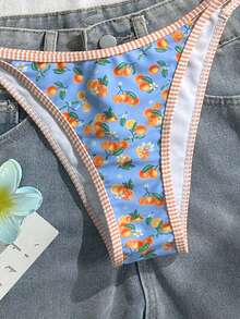 Swim Mod Women's Vacation Beach Fruit Print Swimsuit Set - Multicolor - View 5